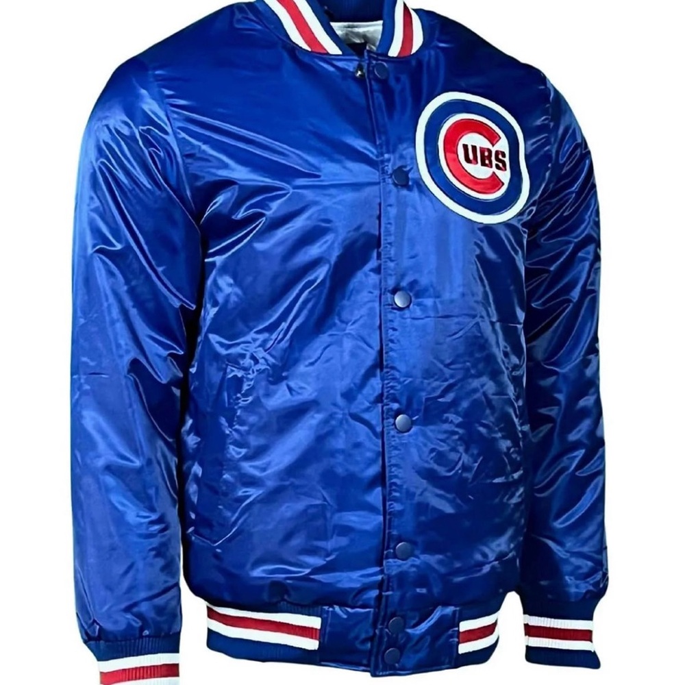 Majestic Blue Varsity Bomber Jacket with Cubs Logo